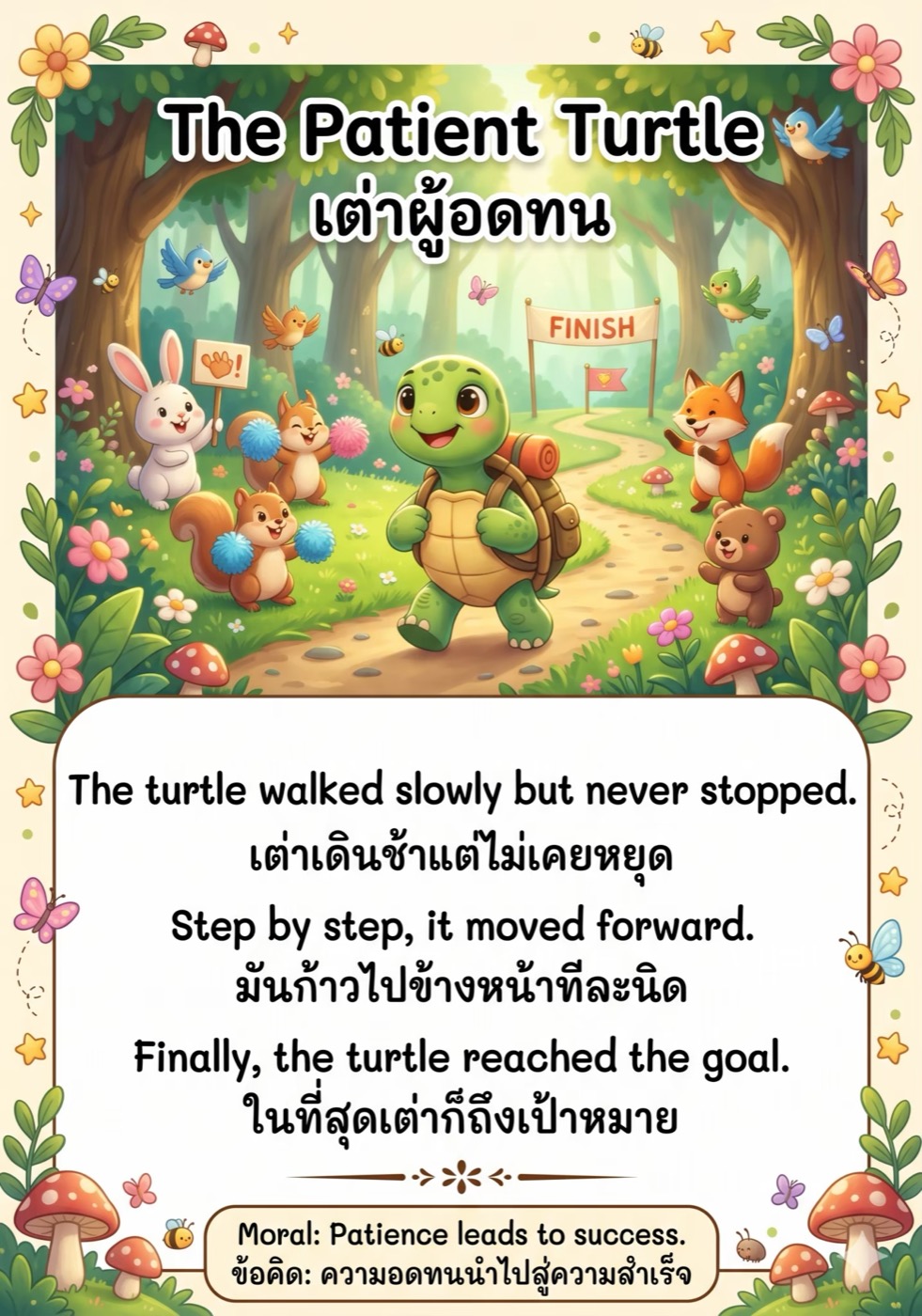 นิทานเรื่อง "The Patient Turtle" หรือ "เต่าผู้อดทน"